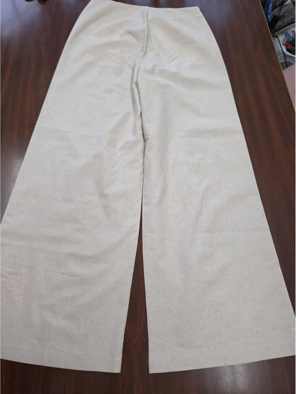 NWT Cider Beige Linen Blend Wide Leg Pants Womens Small High Rise Quiet Luxury - Picture 2 of 9